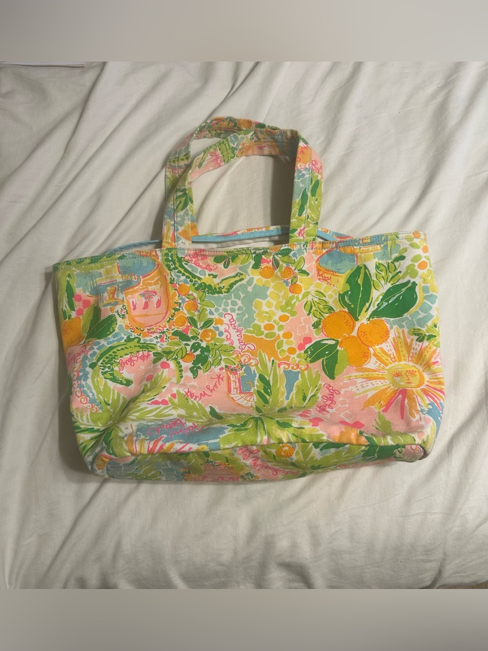 Lilly Pulitzer Sunshine State Palm Beach Florida Tote BeachBag Citrus Preppy - Picture 2 of 4